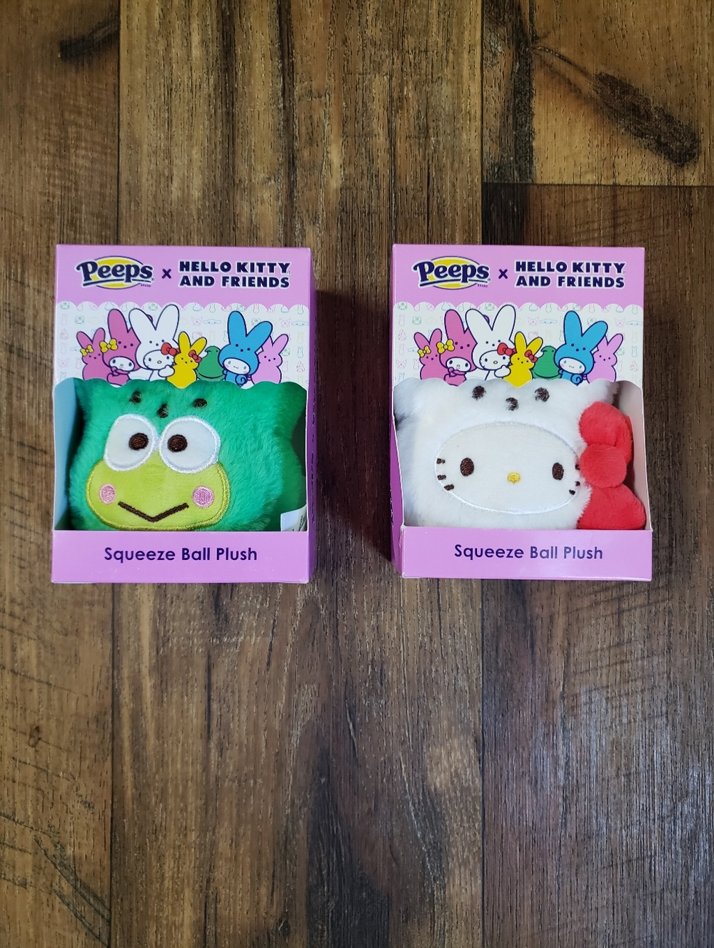 Peeps x Hello Kitty Squeeze Ball Plushes - Green Frog & White Hello Kitty
